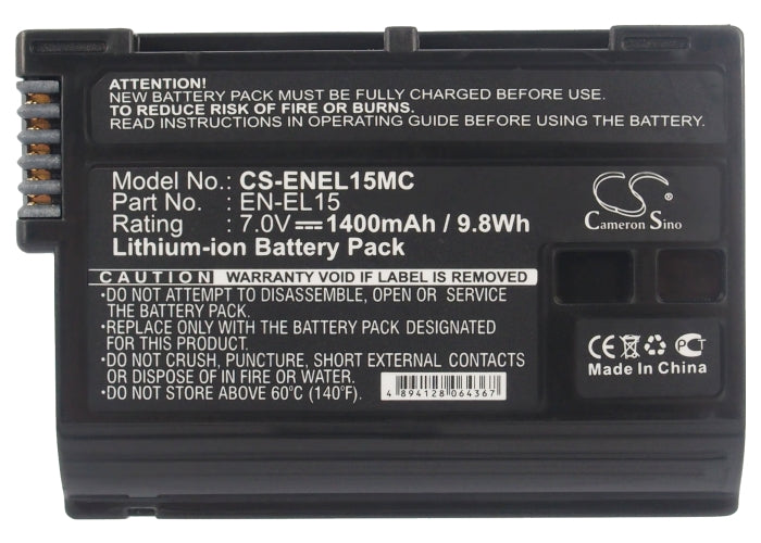 Replacement Battery for Nikon 1 V1 – Camera – 1400mAh / 9.80Wh / 7.0V