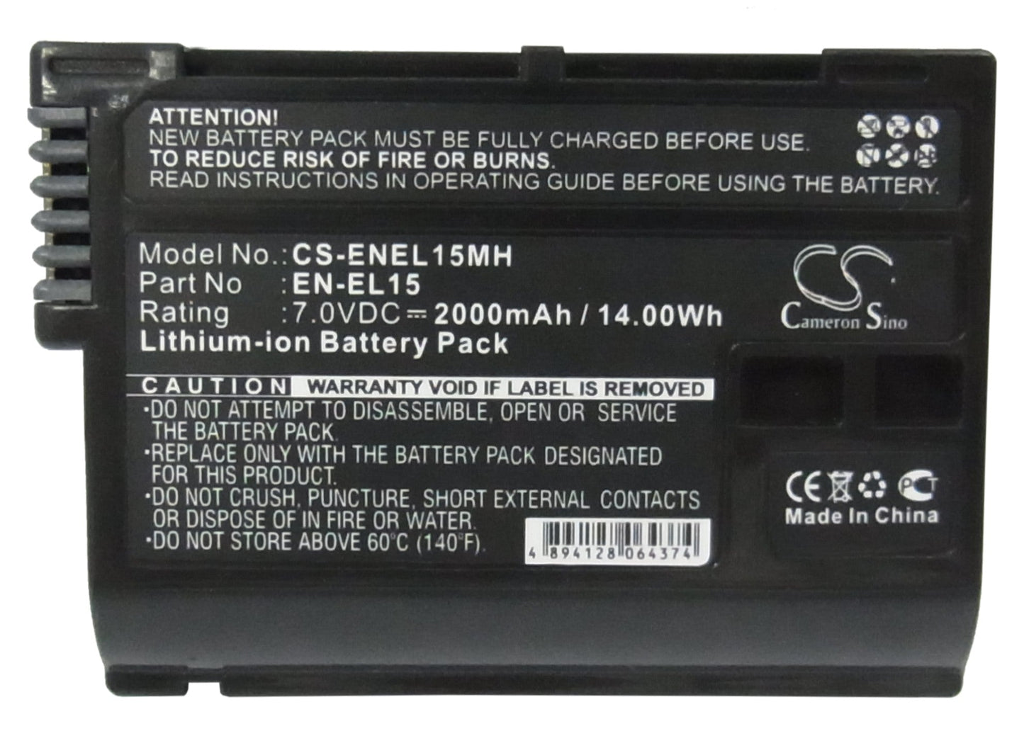 Replacement Battery for Nikon 1 V1 – Camera – 2000mAh / 14.00Wh / 7.0V
