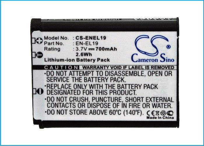 Replacement Battery for NIKON Coolpix S100 – Camera – 700mAh / 2.59Wh / 3.7V