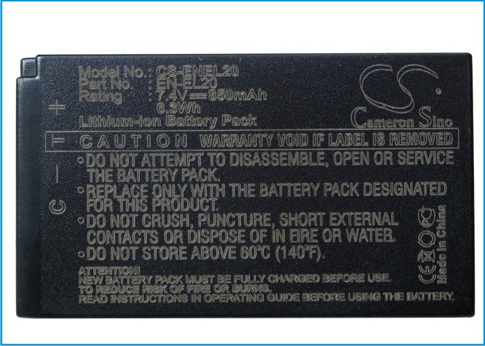 Replacement Battery for Nikon 1 AW1 – Camera – 850mAh / 6.29Wh / 7.4V