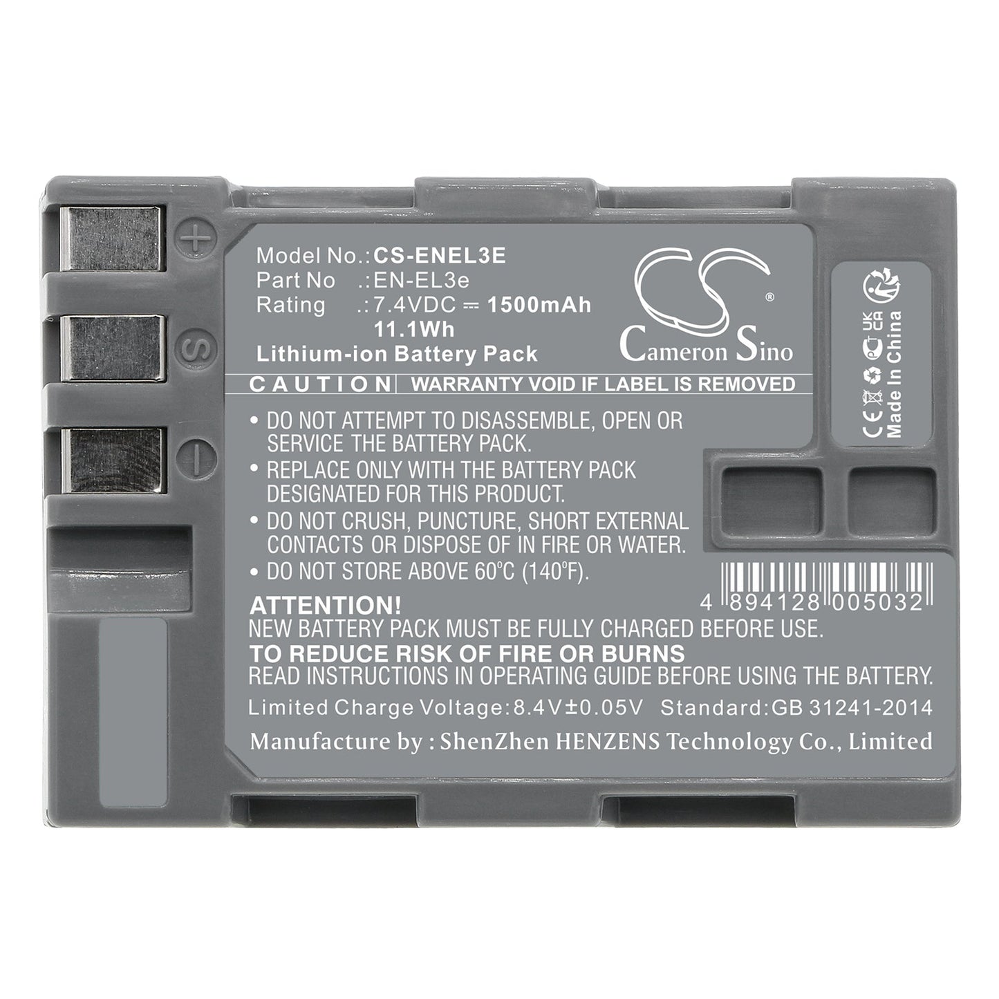 Replacement Battery for NIKON D100 – Camera – 1500mAh / 11.1Wh / 7.4V