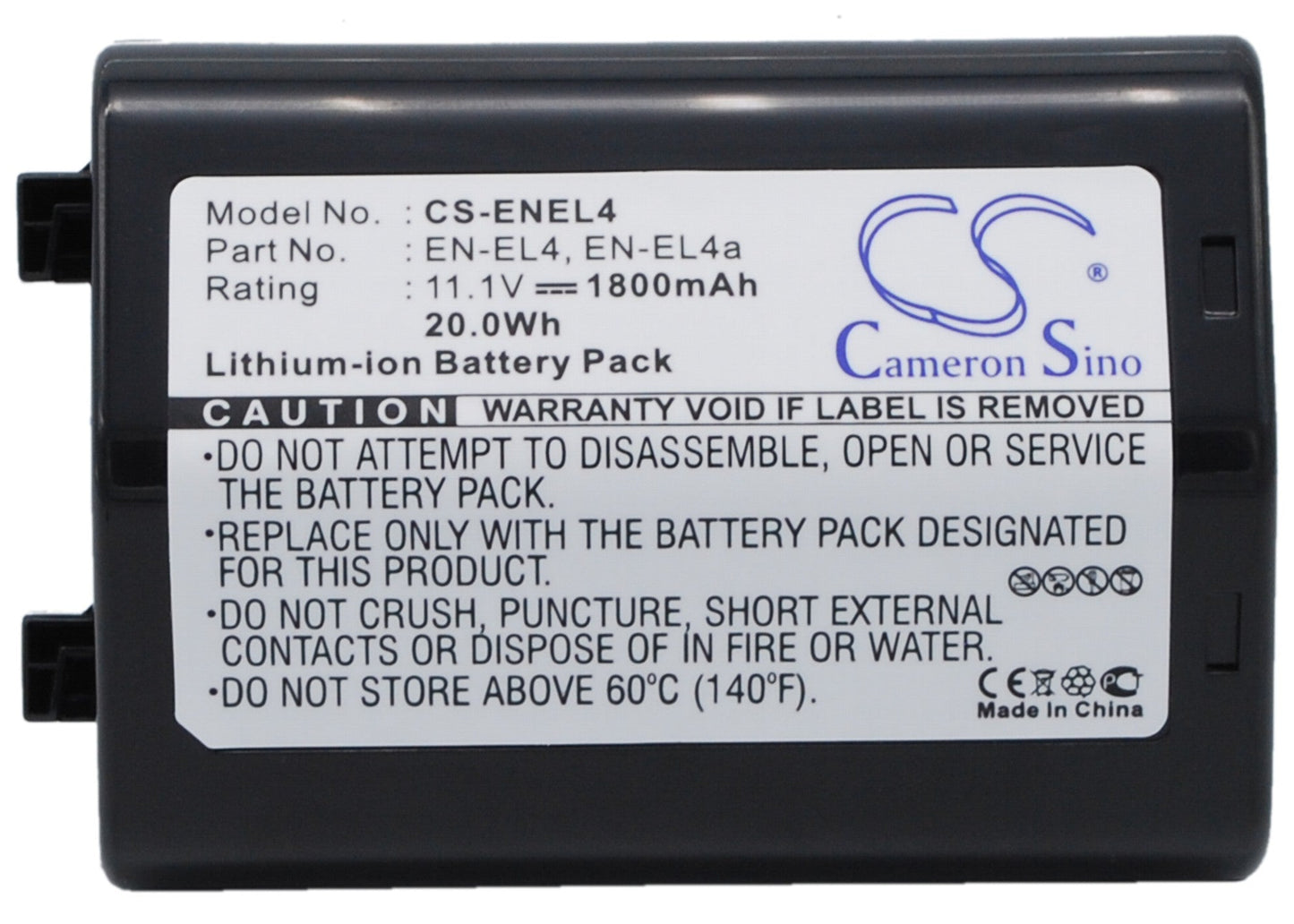 Replacement Battery for NIKON 
D2Hs – Camera – 1800mAh/19.9Wh / 11.1V