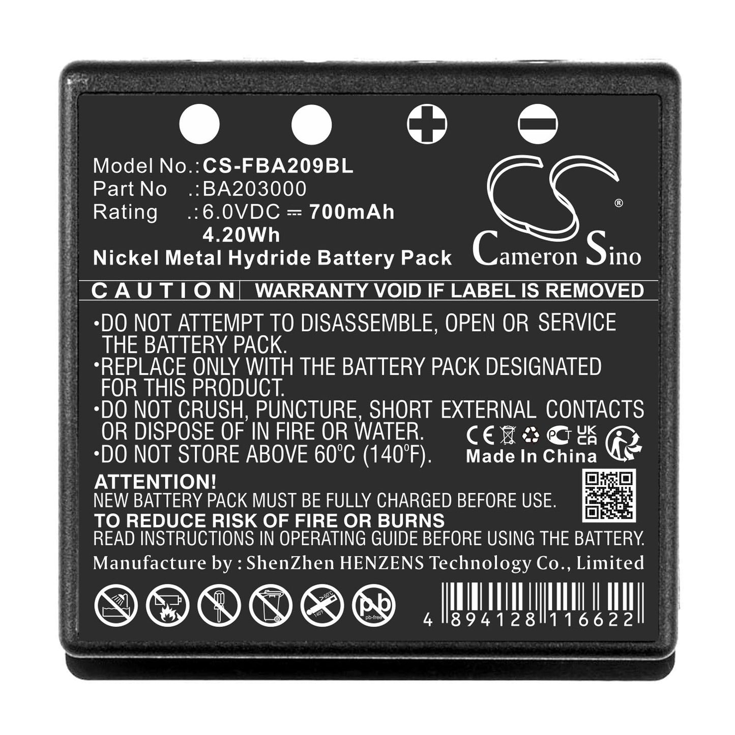 Replacement Battery for HBC FBFUB09N – Crane Remote Control – 700mAh / 4.20Wh / 6.0V