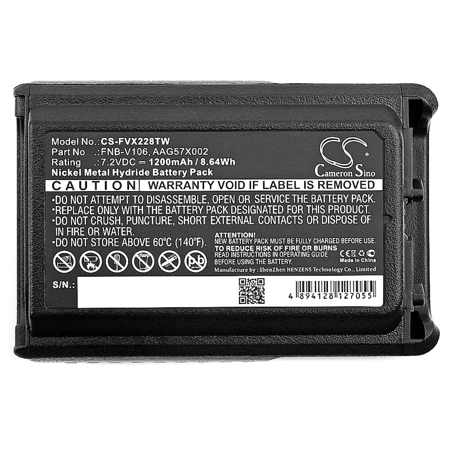 Replacement Battery for Bearcom BC-95 – Two-Way Radio – 1200mAh / 8.64Wh / 7.2V