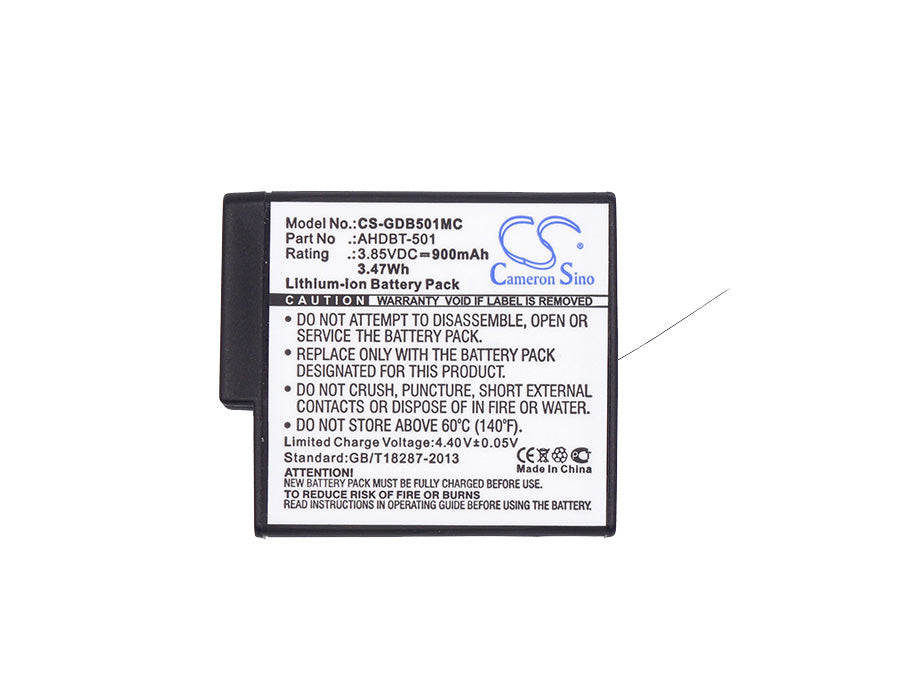 Replacement Battery for GoPro 601-10197-00 – Camera – 900mAh / 3.47Wh / 3.85V