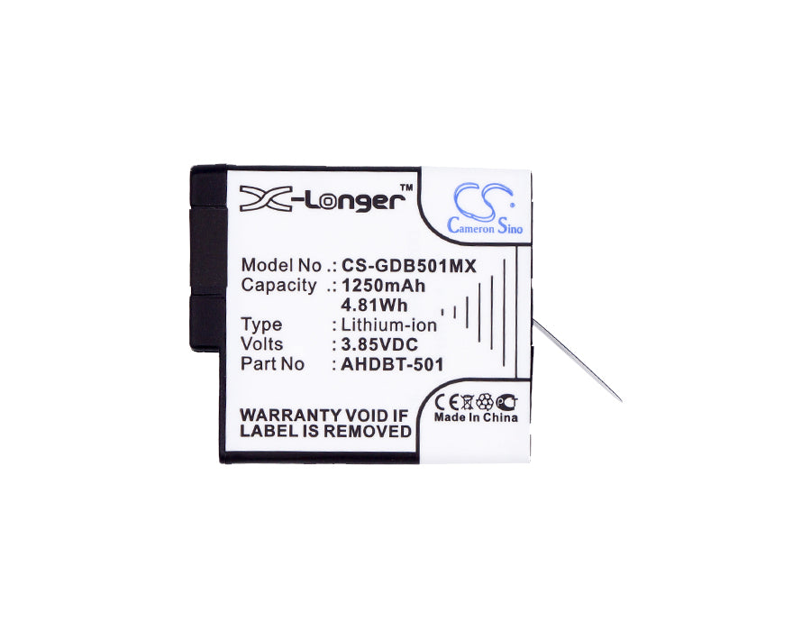 Replacement Battery for GoPro 601-10197-00 – Camera – 1250mAh / 4.81Wh / 3.85V