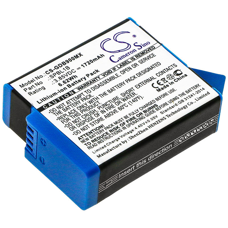 Replacement Battery for Gopro AHDBT-901 – Camera – 1720mAh / 6.62Wh / 3.85V