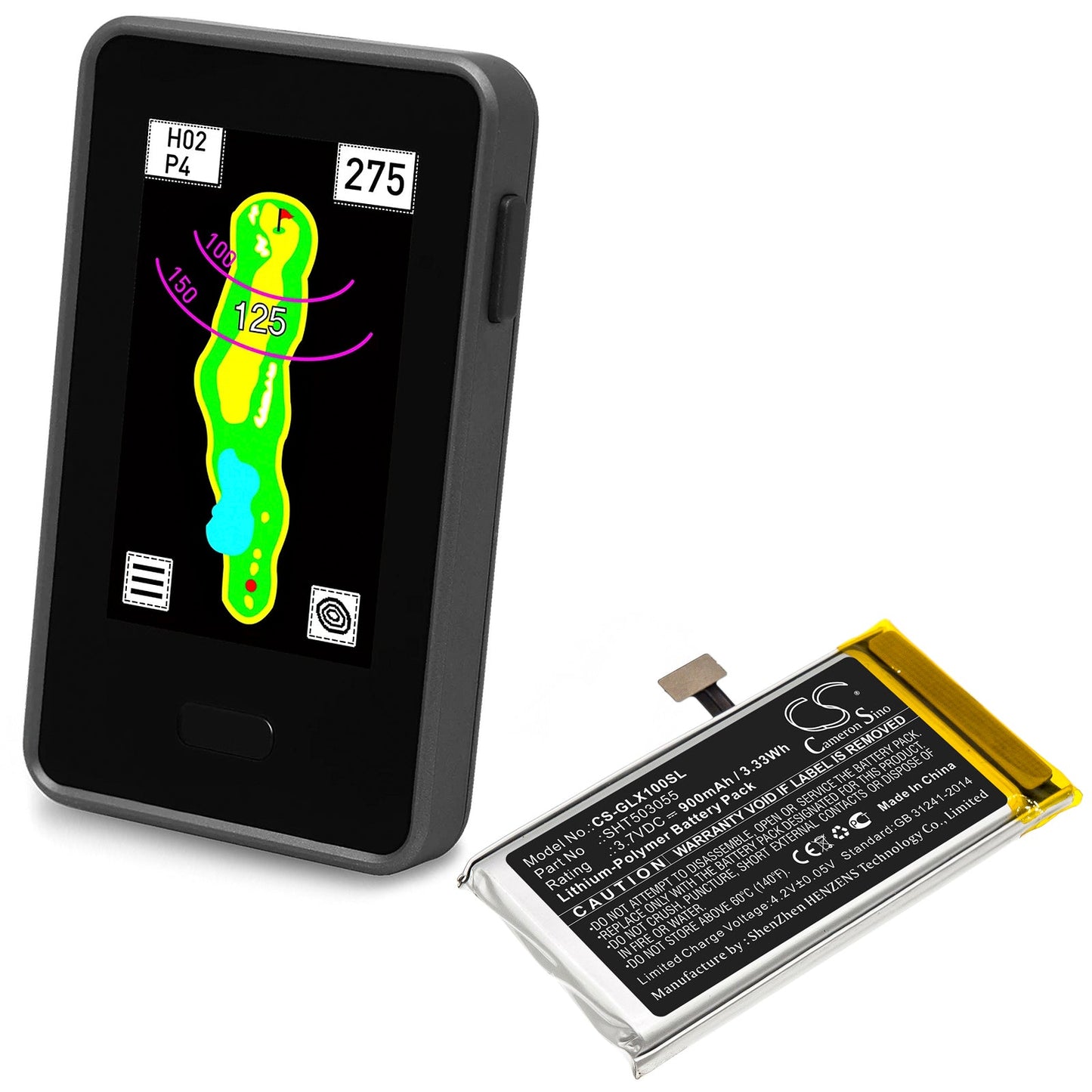 Replacement Battery for Golf Buddy DSC-VTX-100 – GPS, Navigator – 900mAh / 3.33Wh / 3.7V