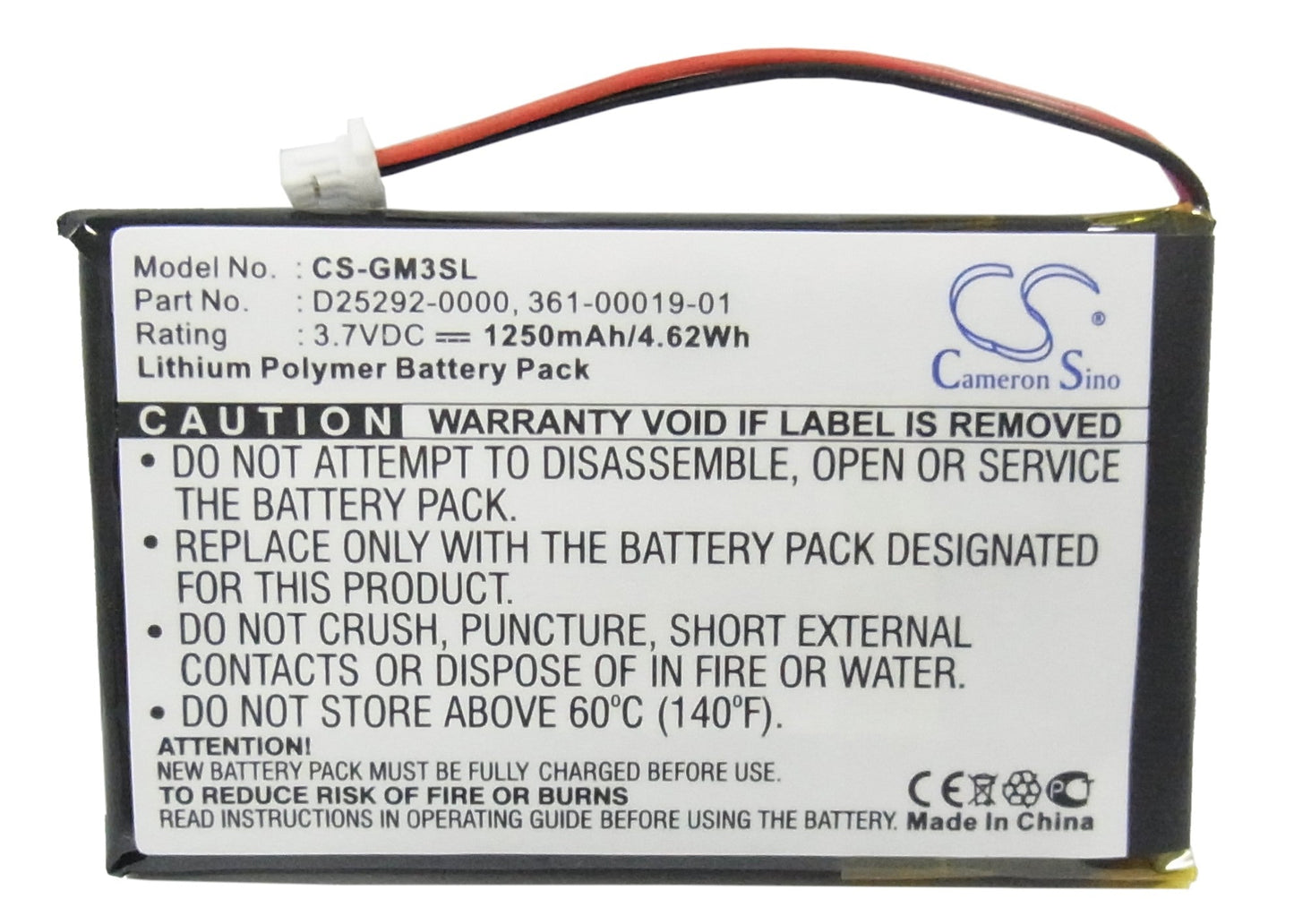Replacement Battery for Garmin iQue M3 – GPS, Navigator – 1250mAh / 3.7V