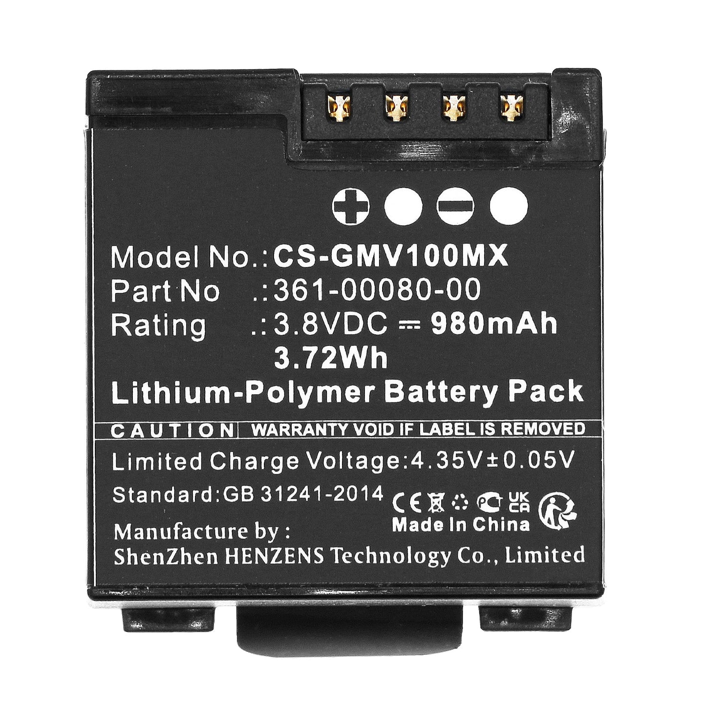 Replacement Battery for Garmin Virb X – Camera – 980mAh / 3.72Wh / 3.8V