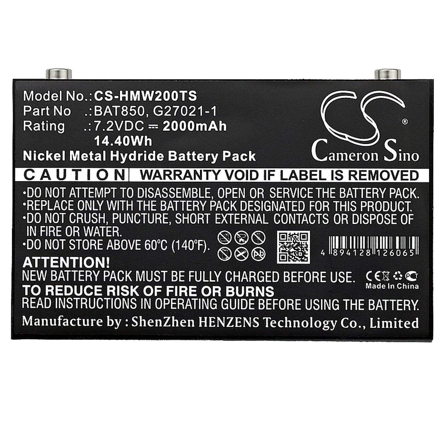 Replacement Battery for HME MB Base Stations – Wireless Headset – 2000mAh / 14.40Wh / 7.2V