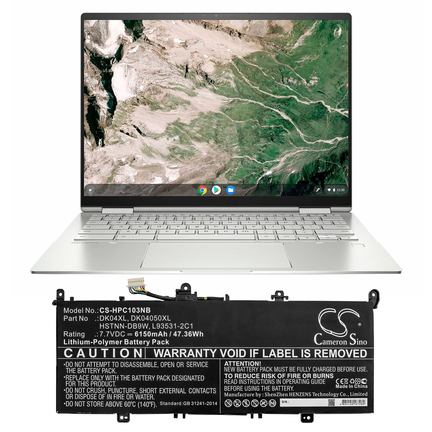 Replacement Battery for HP Chromebook X360 13c – Notebook, Laptop – 6150mAh / 47.36Wh / 7.7V