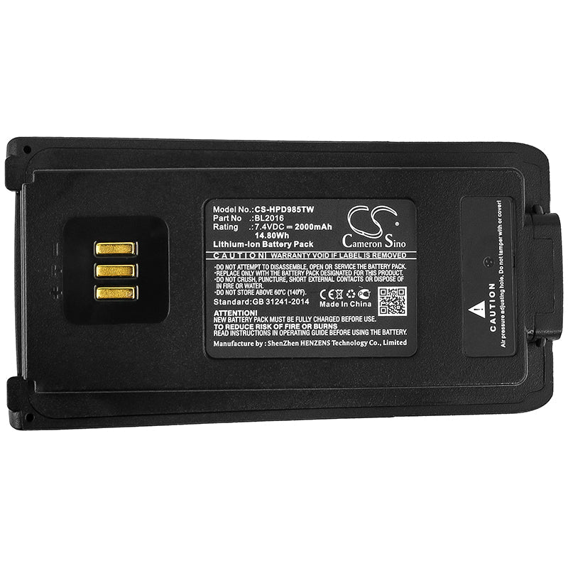 Replacement Battery for Hytera PD985 – Two-Way Radio – 2000mAh / 14.80Wh / 7.4V