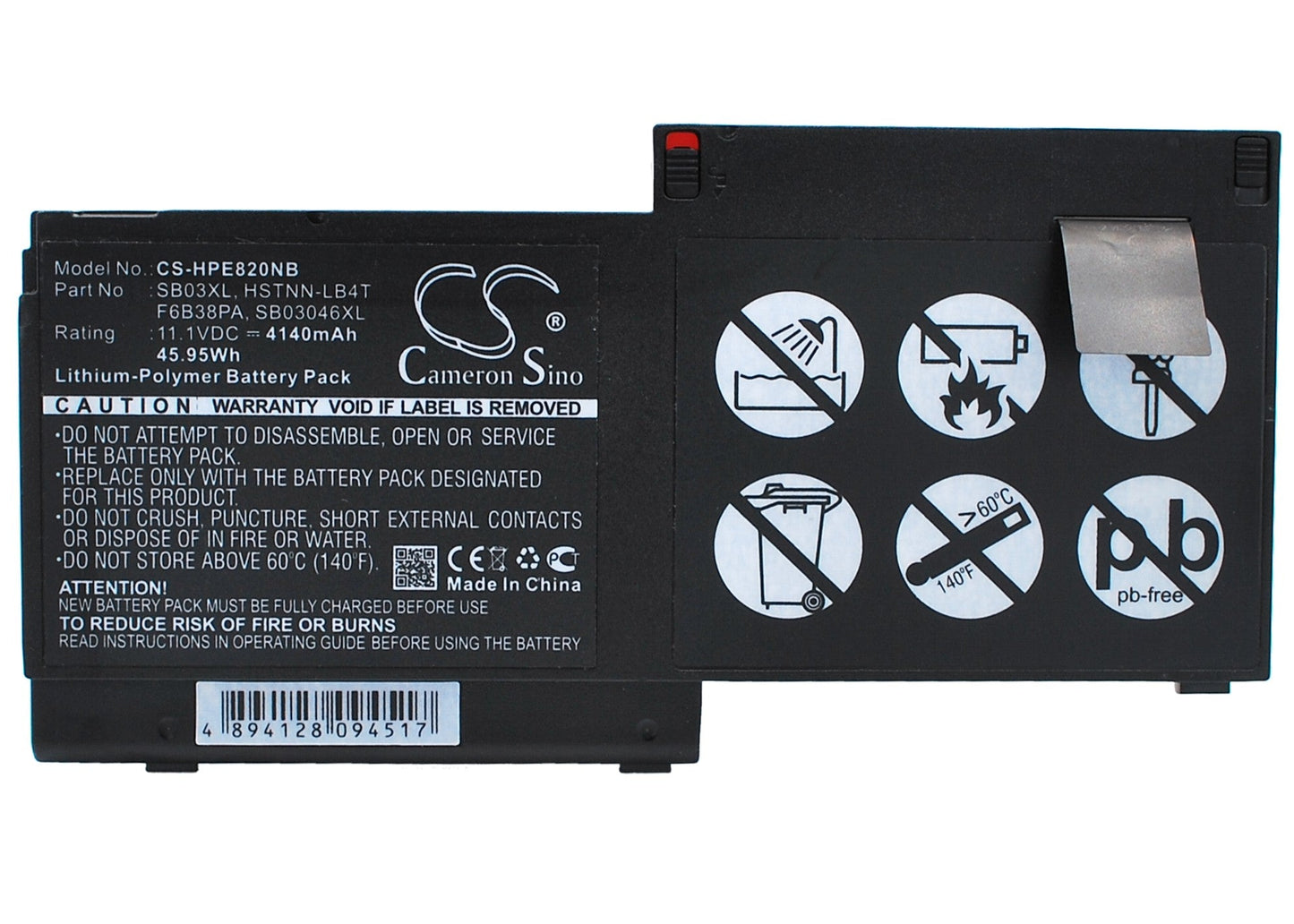 Replacement Battery for HP EliteBook 720 G1(J8X18AA) – Notebook, Laptop – 4140mAh / 45.95Wh / 11.1V