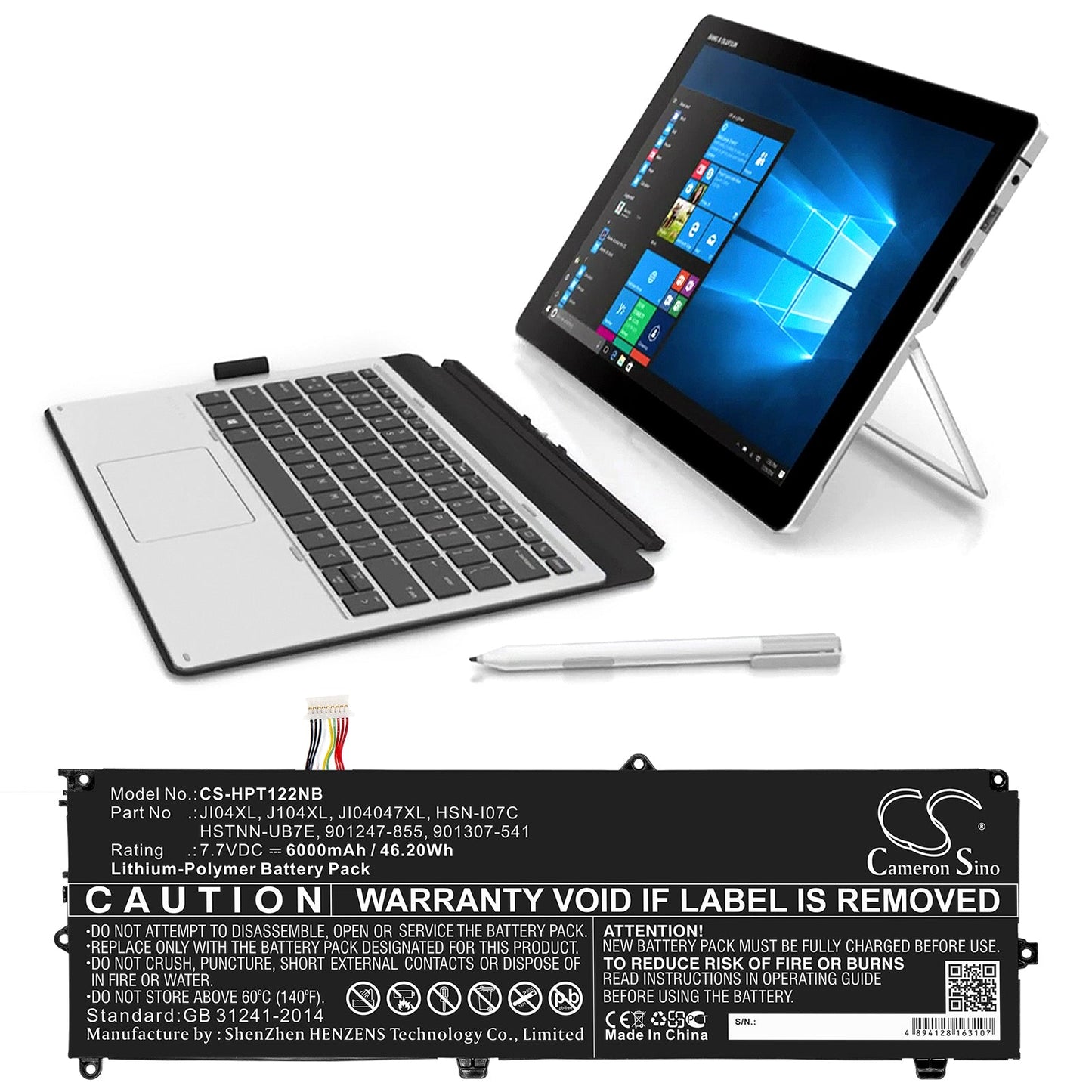 Replacement Battery for HP Elite X2 1012 G2 – Notebook, Laptop – 6000mAh / 46.20Wh / 7.7V