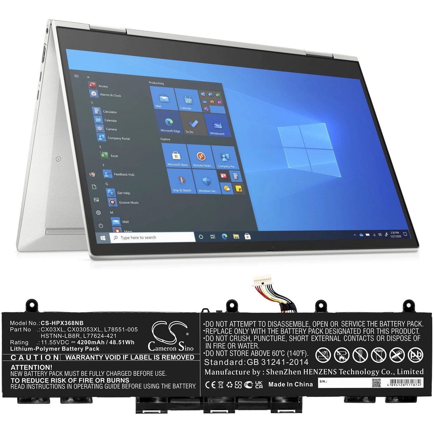 Replacement Battery for HP EliteBook 855 G7 – Notebook, Laptop – 4200mAh / 48.51Wh / 11.55V