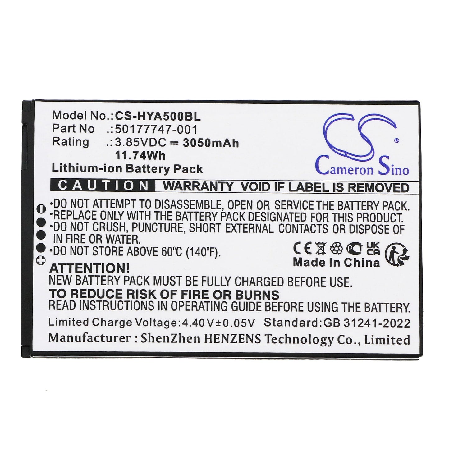Replacement Battery for Honeywell ScanPal EDA5S – Barcode Scanner – 3050mAh / 11.74Wh / 3.85V