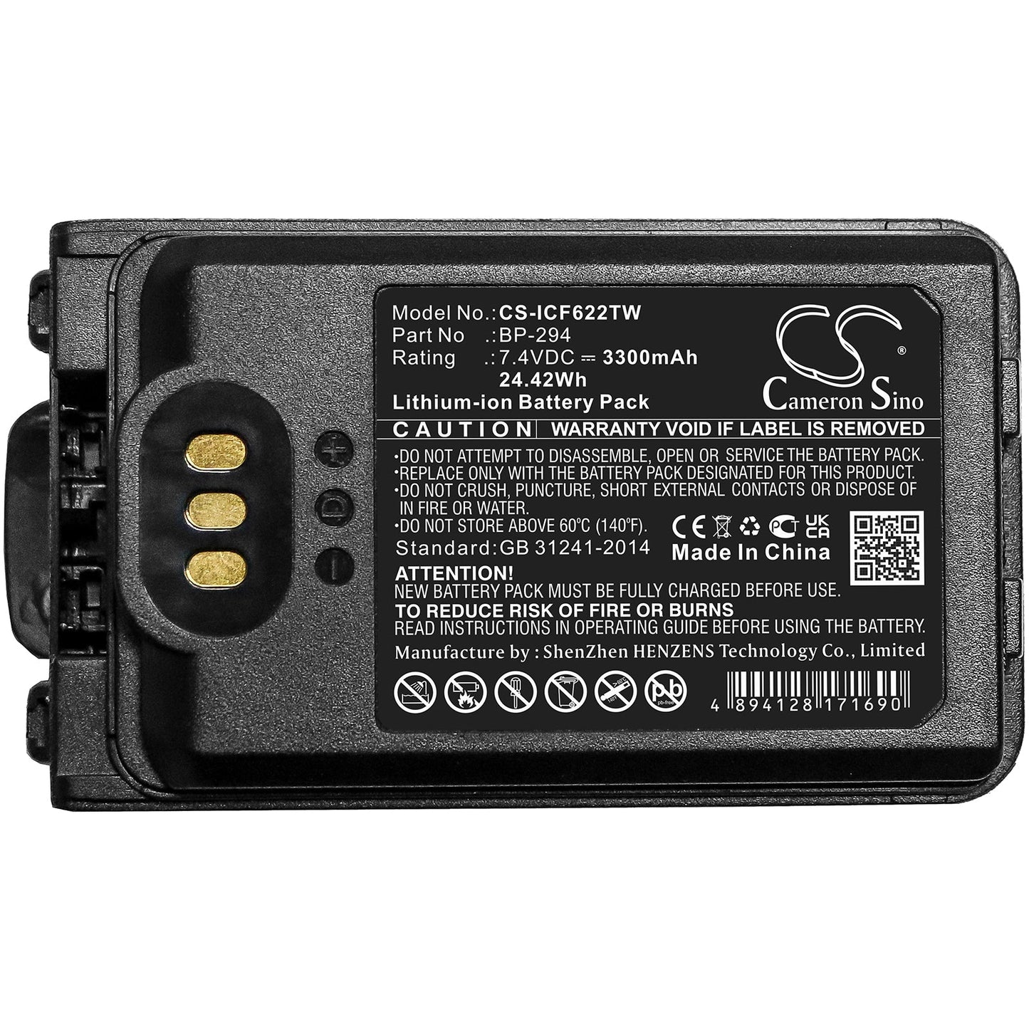 Replacement Battery for Icom IC-F52D – Two-Way Radio – 3300mAh / 24.42Wh / 7.4V
