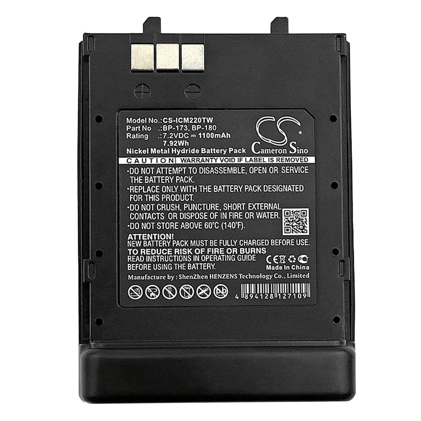 Replacement Battery for Icom IC-12A – Two-Way Radio – 1100mAh / 7.92Wh / 7.2V