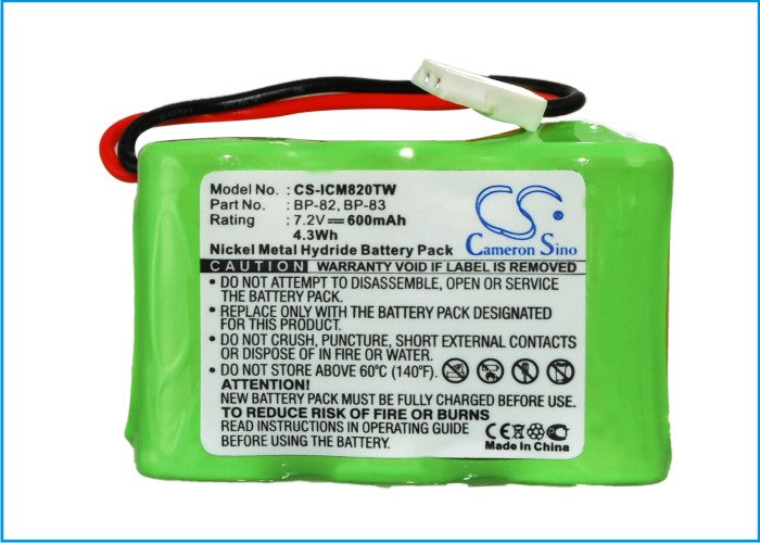Replacement Battery for ICOM IC-24AT – Two-Way Radio – 600mAh / 4.32Wh / 7.2V