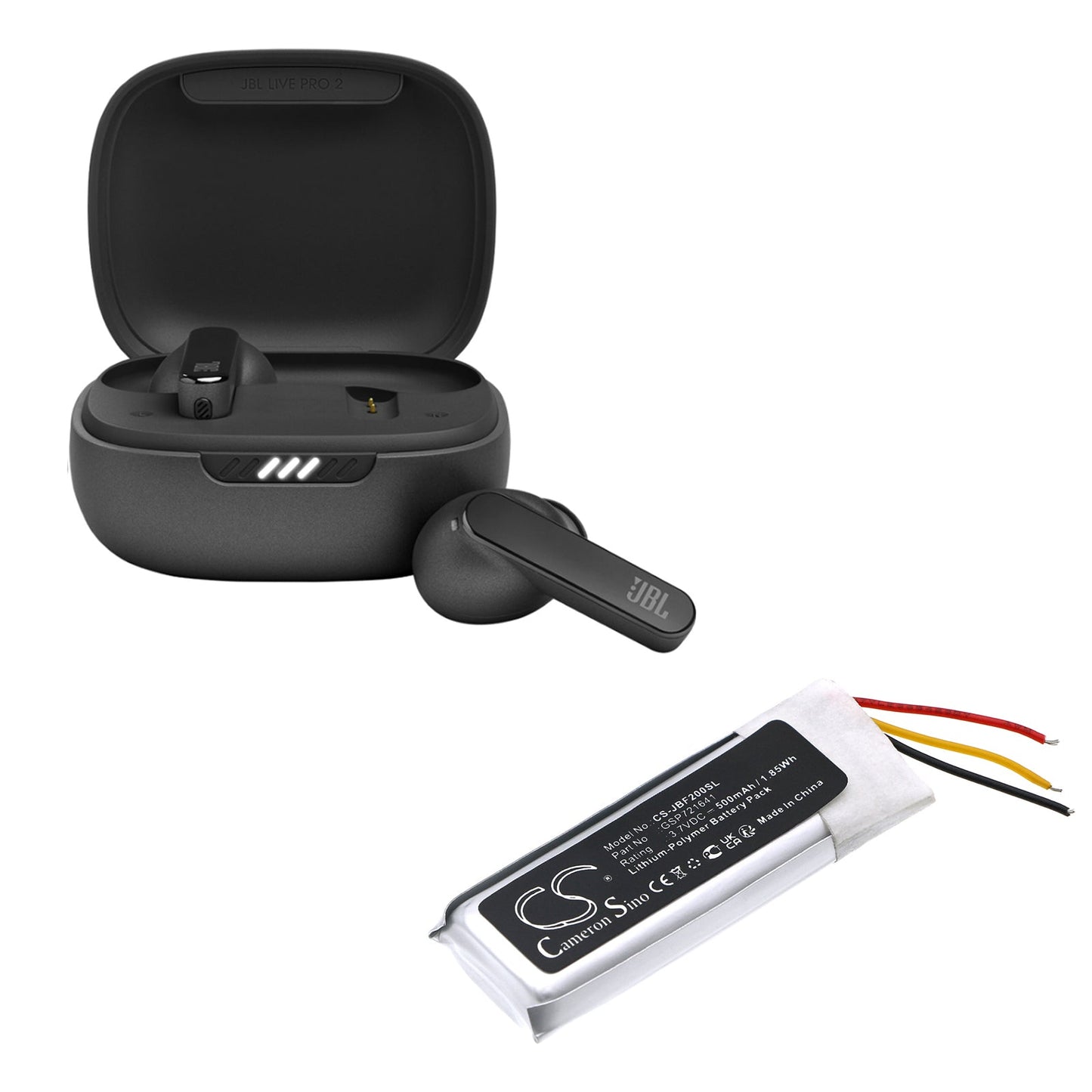 Replacement Battery for JBL Live Pro 2 Charging Case – Wireless Headset – 500mAh / 1.85Wh / 3.7V