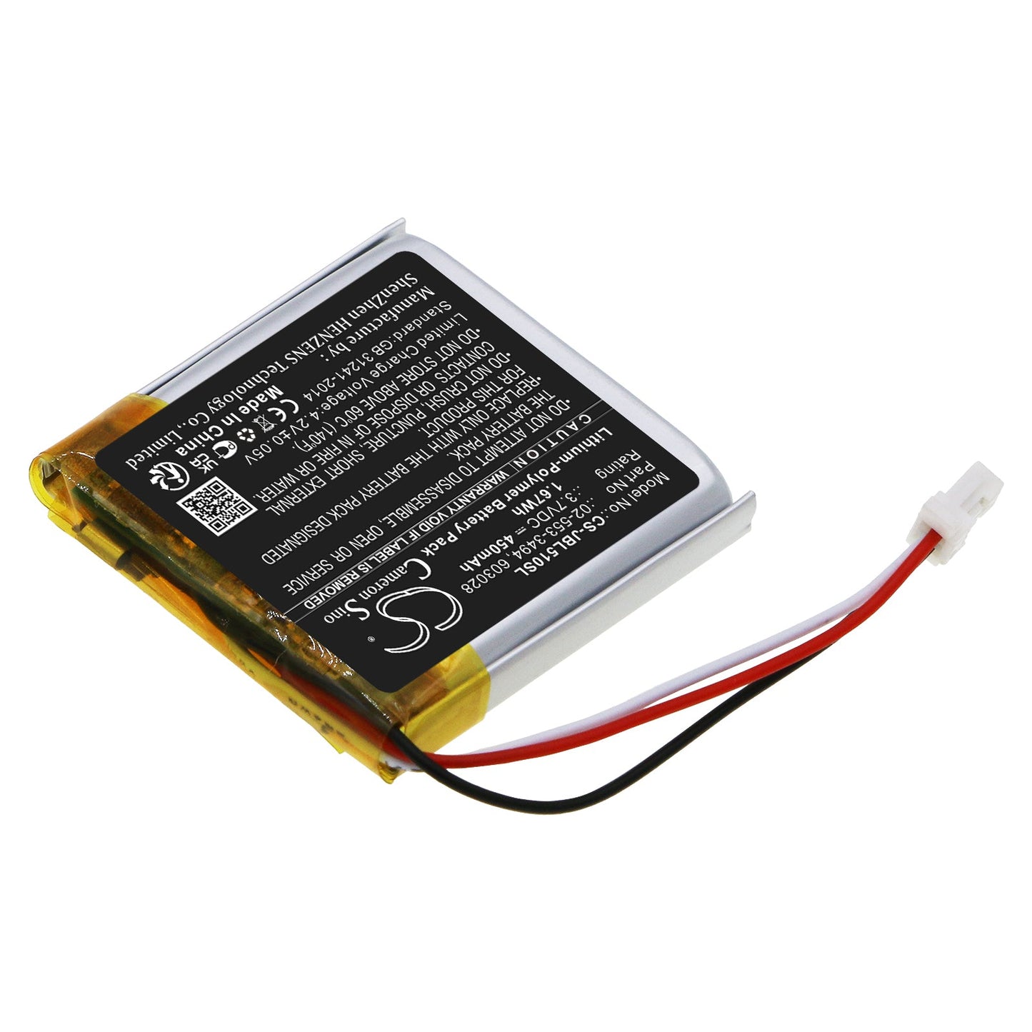 Replacement Battery for JBL Tune 500BT – Wireless Headset – 450mAh / 1.67Wh / 3.7V