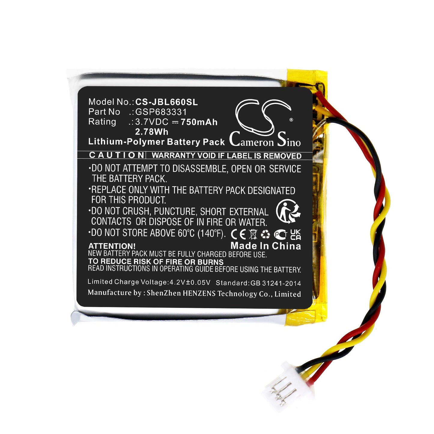 Replacement Battery for JBL Live 660 – Wireless Headset – 750mAh / 2.78Wh / 3.7V