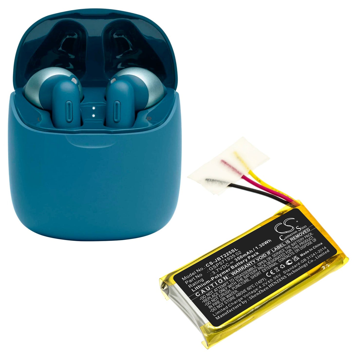 Replacement Battery for JBL Tune 225 TWS Charging Case – Wireless Headset – 350mAh / 1.30Wh / 3.7V