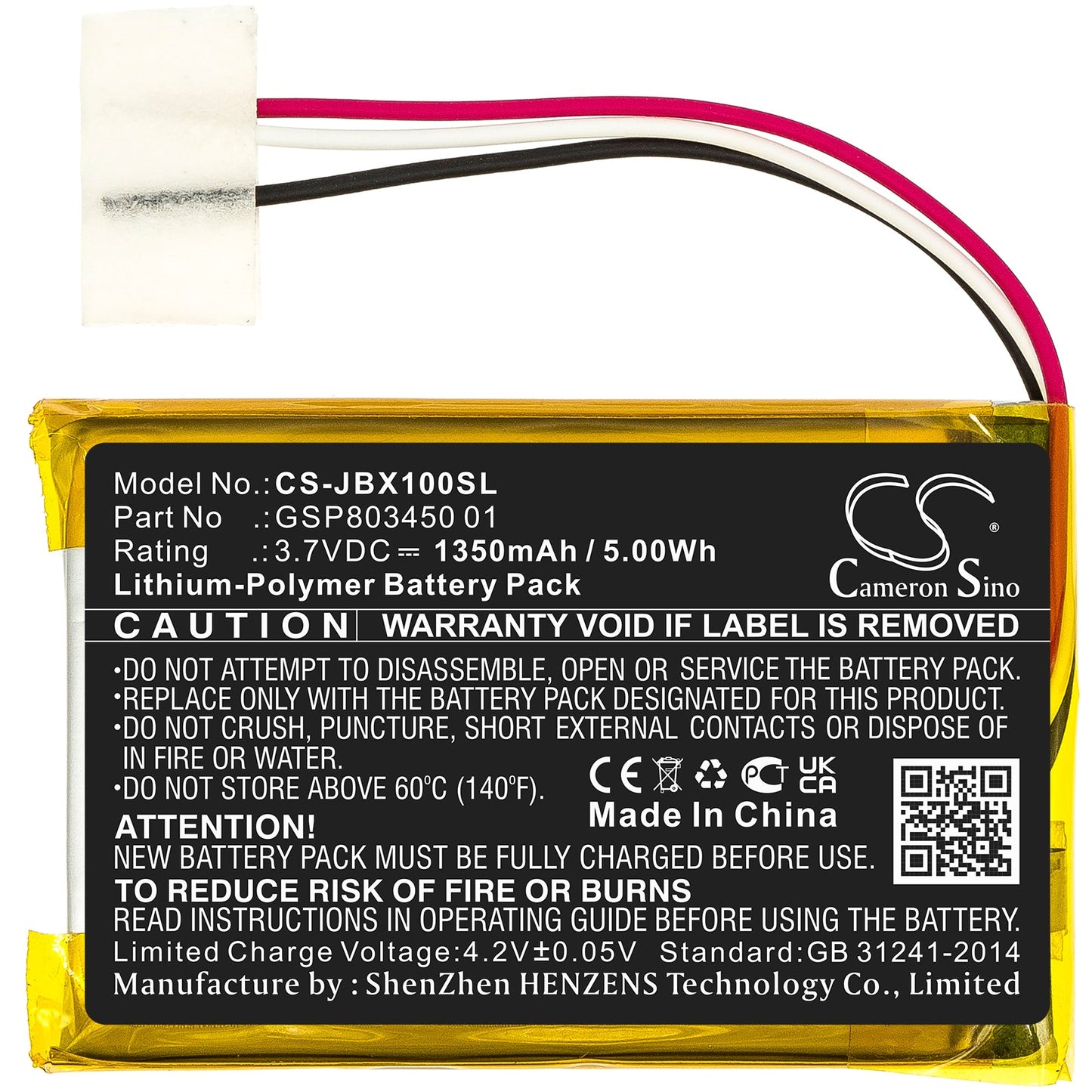 Replacement Battery for JBL Free Charging Case – Wireless Headset – 1350mAh / 5.00Wh / 3.7V