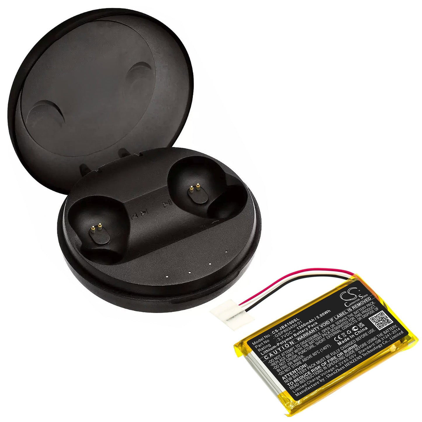 Replacement Battery for JBL Free Charging Case – Wireless Headset – 1350mAh / 5.00Wh / 3.7V