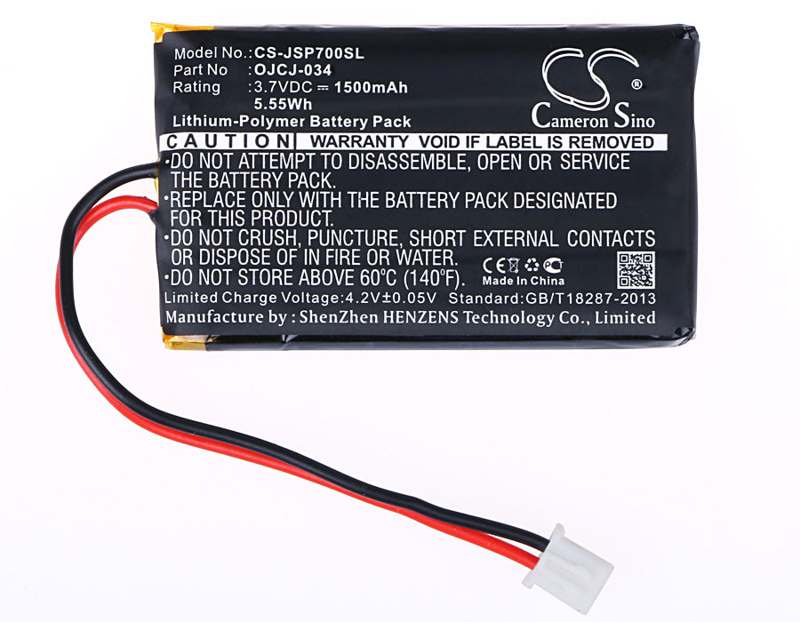 Replacement Battery for JVC JVC SP-AD70-A – Speaker – 1500mAh / 5.55Wh / 3.7V