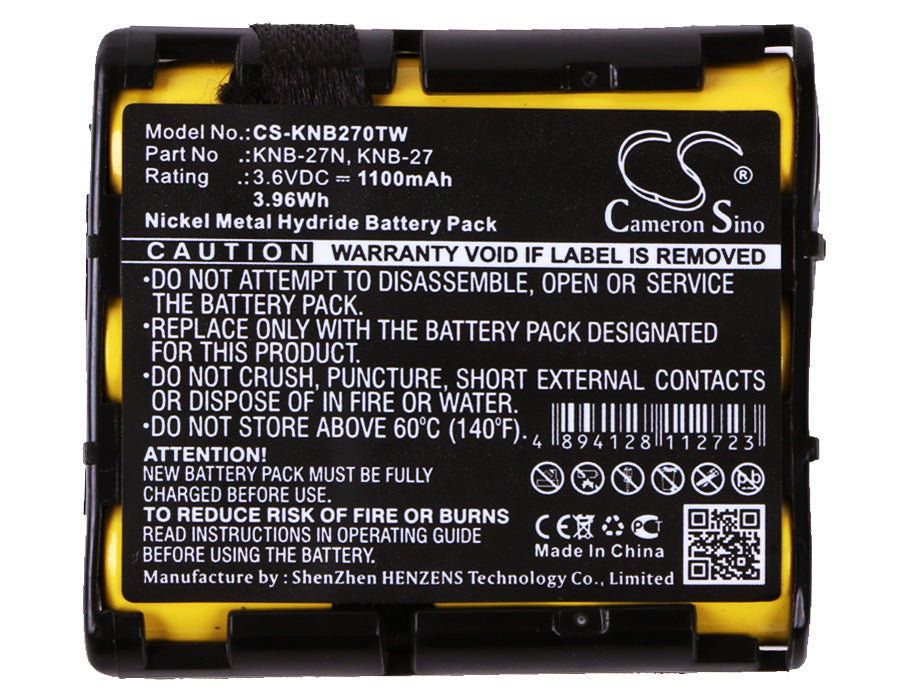 Replacement Battery for Kenwood TK-3130 – Two-Way Radio – 1100mAh / 3.96Wh / 3.6V
