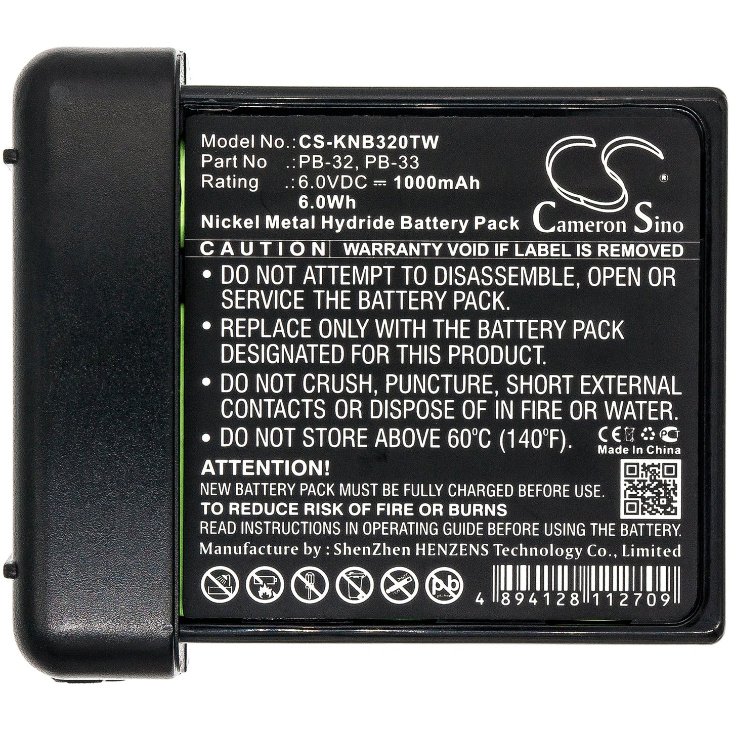 Replacement Battery for Kenwood H-79A – Two-Way Radio – 1000mAh / 6.00Wh / 6.0V