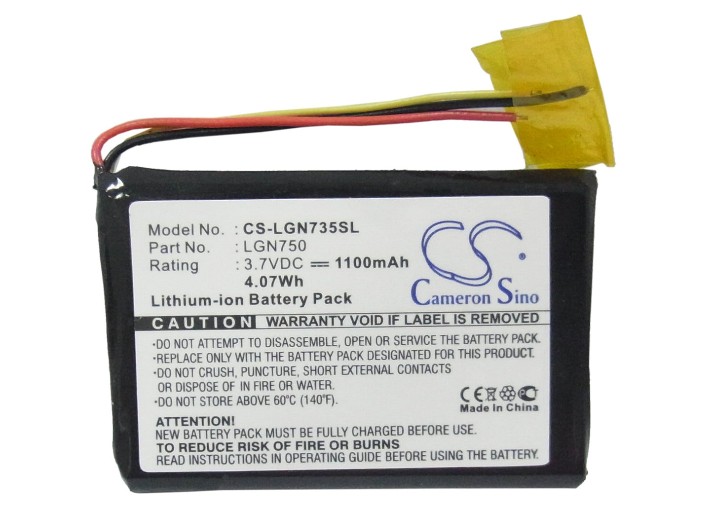 Replacement Battery for LG LN700 – GPS, Navigator – 1100mAh / 4.07Wh / 3.7V