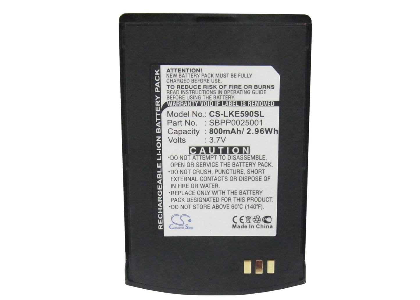 Replacement Battery for LG KE590 – Mobile, SmartPhone – 800mAh/2.96Wh / 3.7V