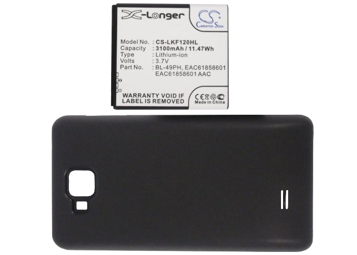 Replacement Battery for LG F120 – Mobile, SmartPhone – 3100mAh/11.47Wh / 3.7V