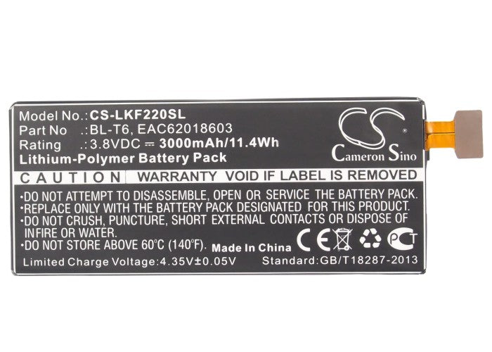 Replacement Battery for LG F220 – Mobile, SmartPhone – 3000mAh/11.4Wh / 3.8V