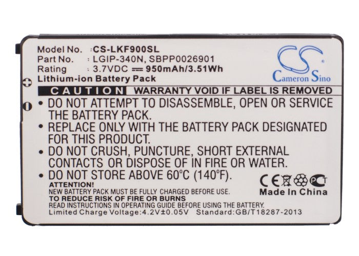 Replacement Battery for Virgin Mobile  101 – Mobile, SmartPhone – 950mAh / 3.52Wh / 3.7V