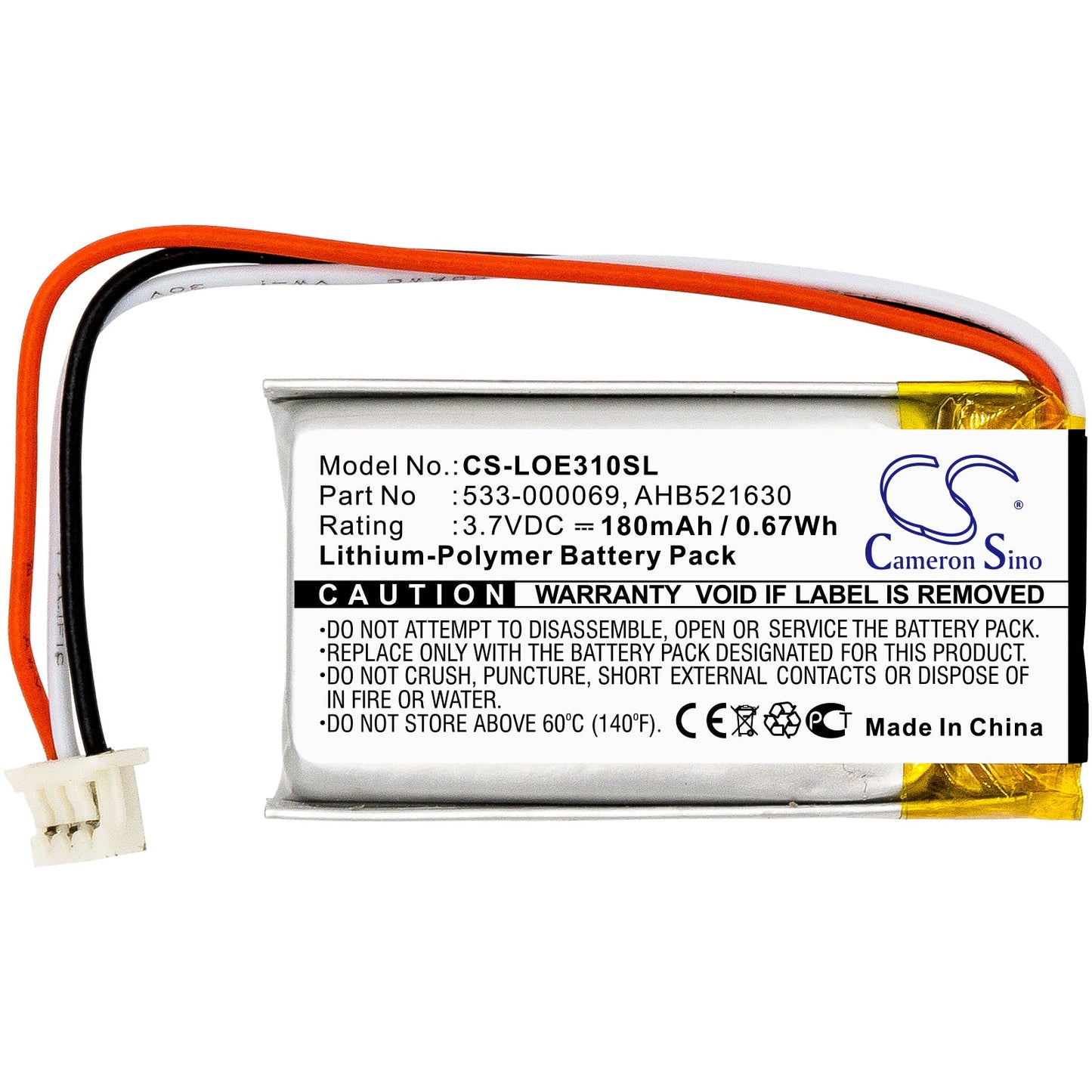 Replacement Battery for Logitech A-00031 – Wireless Headset – 180mAh / 0.67Wh / 3.7V