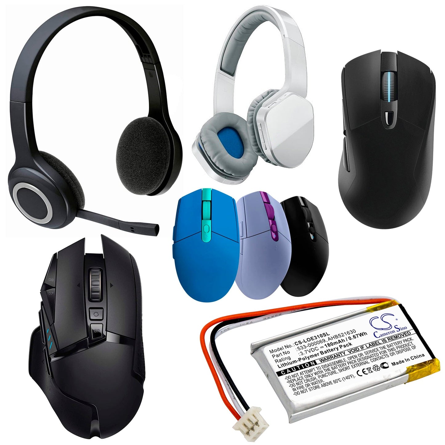 Replacement Battery for Logitech A-00031 – Wireless Headset – 180mAh / 0.67Wh / 3.7V