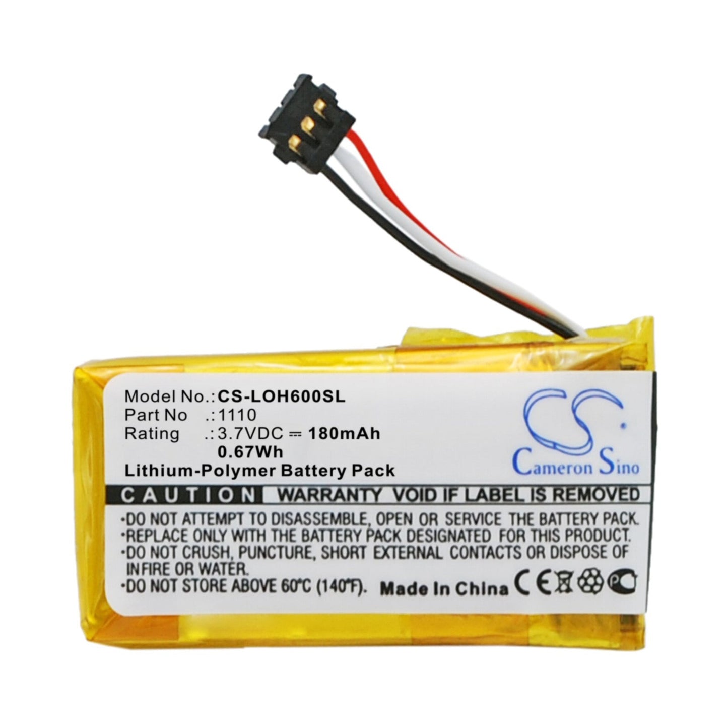 Replacement Battery for Logitech H600 981-000341 – Wireless Headset – 180mAh / 0.67Wh / 3.7V