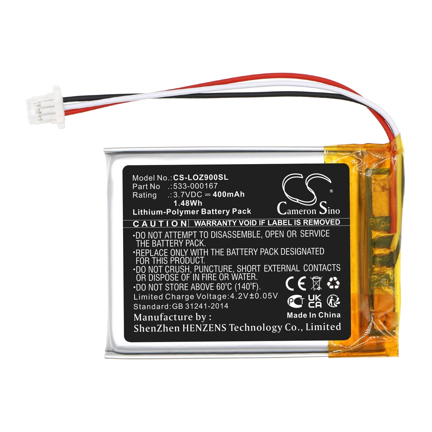 Replacement Battery for Logitech Zone 900 – Wireless Headset – 400mAh / 1.48Wh / 3.7V