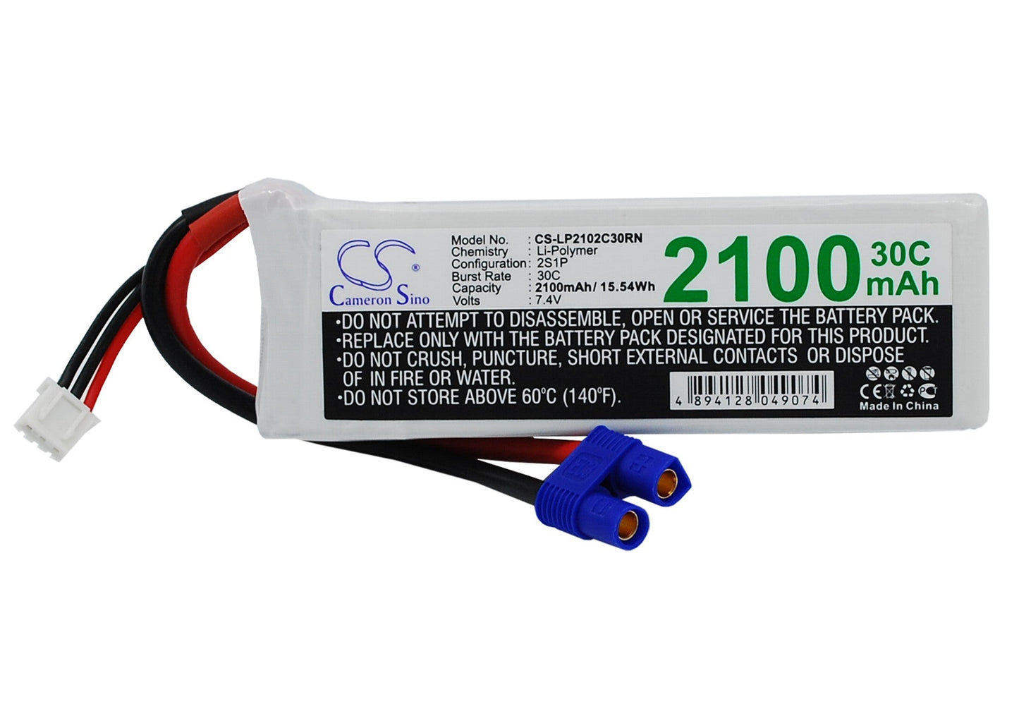 Replacement Battery for RC CS-LP2102C30RN – Cars – 2100mAh / 15.54Wh / 7.4V