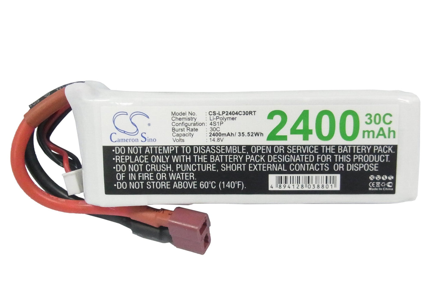 Replacement Battery for RC CS-LP2404C30RT – Heli/Airplane – 2400mAh / 35.52Wh / 14.8V