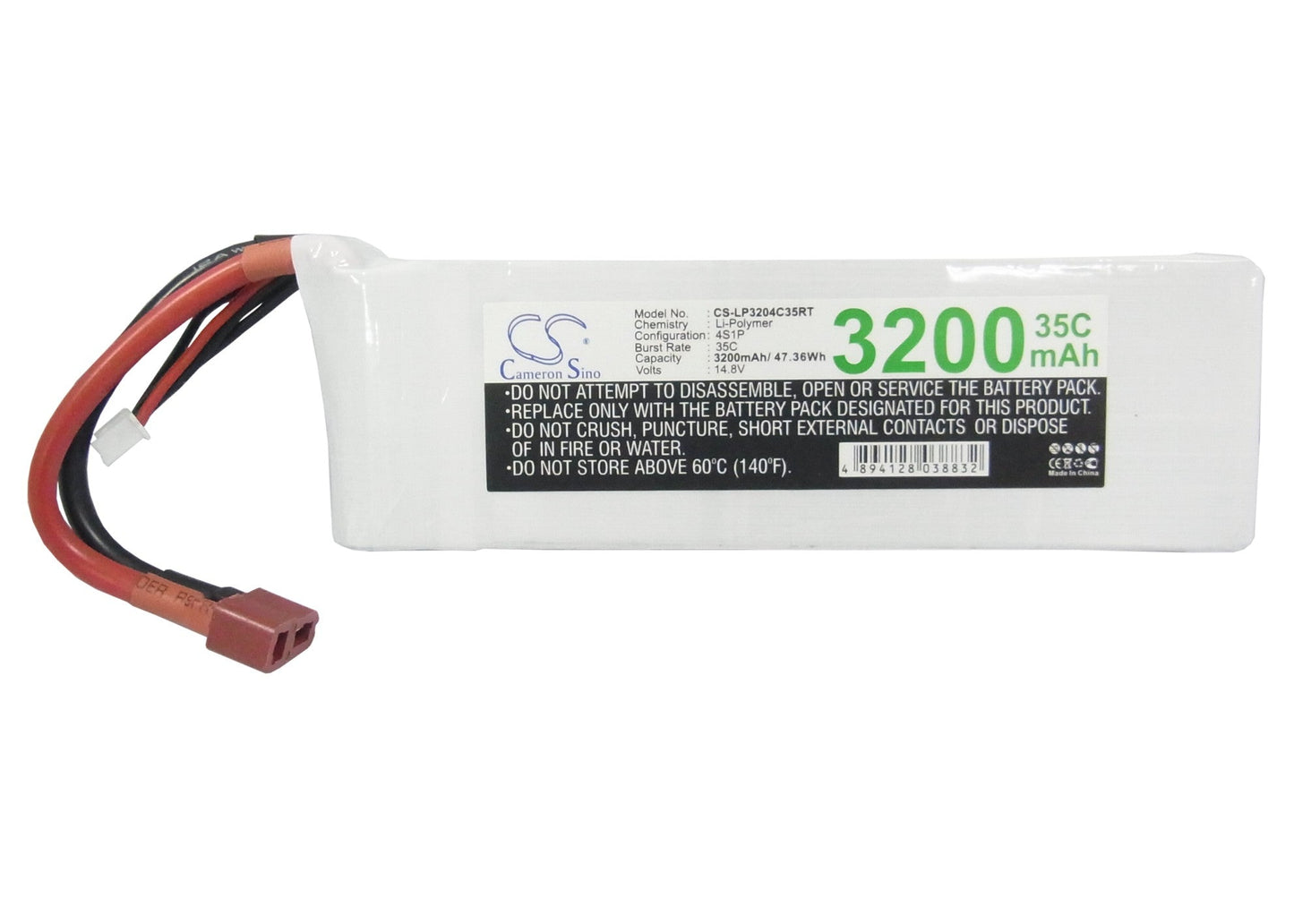 Replacement Battery for RC CS-LP3204C35RT – Heli/Airplane – 3200mAh / 47.36Wh / 14.8V