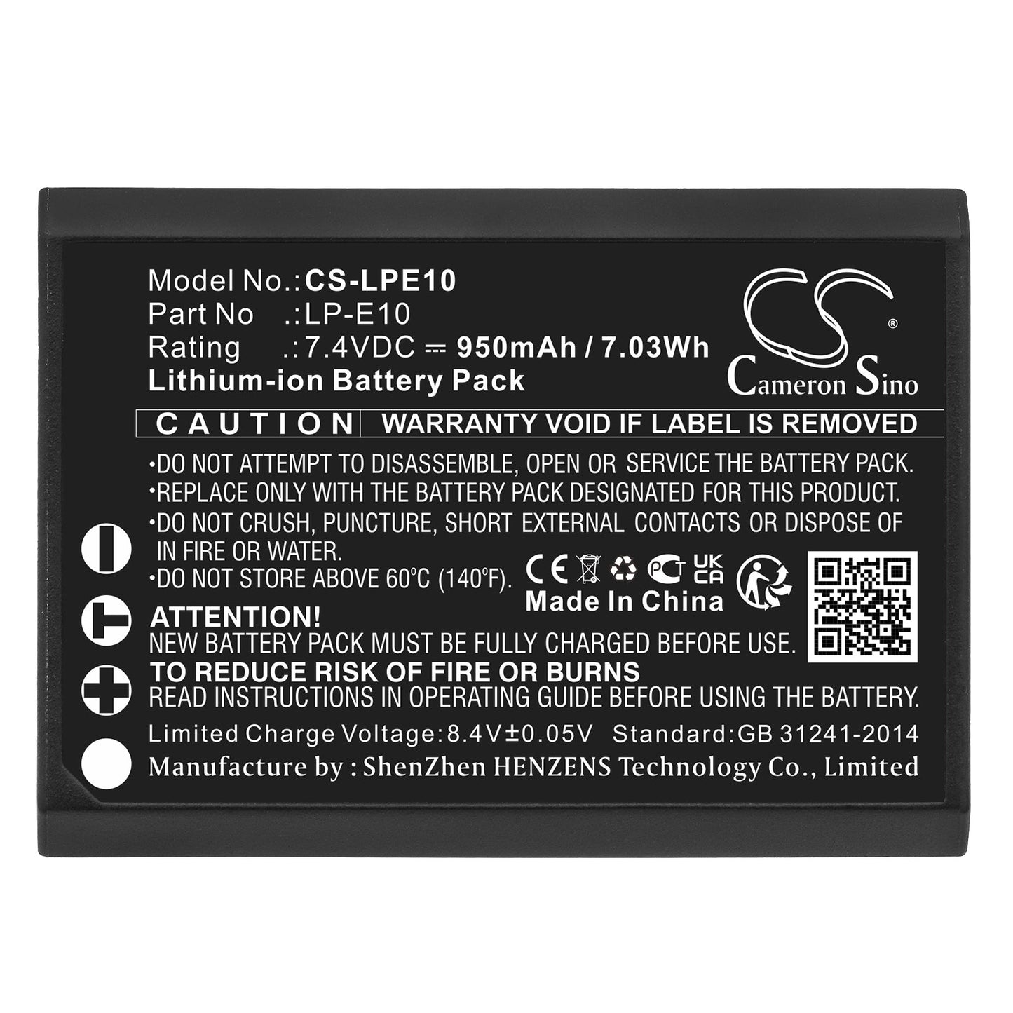 Replacement Battery for Canon DS126291 – Camera – 950mAh / 7.03Wh / 7.4V