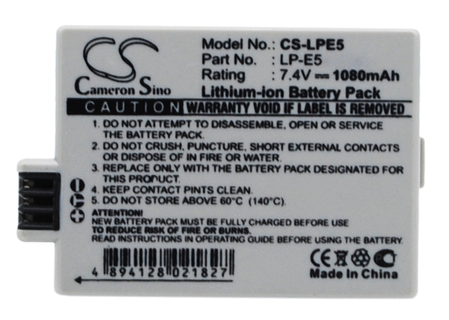 Replacement Battery for Canon EOS 1000D – Camera – 1080mAh/7.99Wh / 7.4V