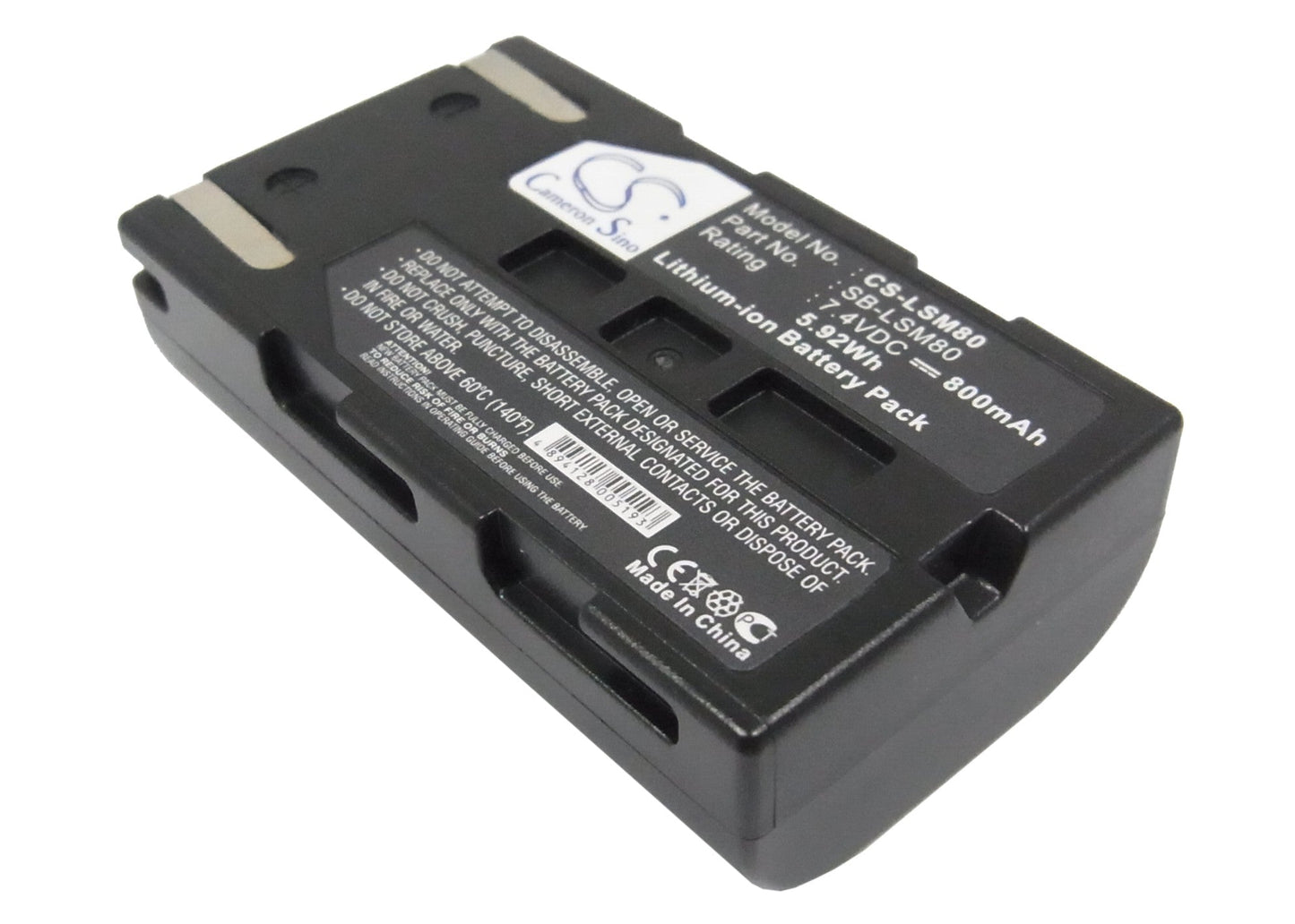 Replacement Battery for Samsung SC-D173(U) – Camera – 800mAh / 5.92Wh / 7.4V