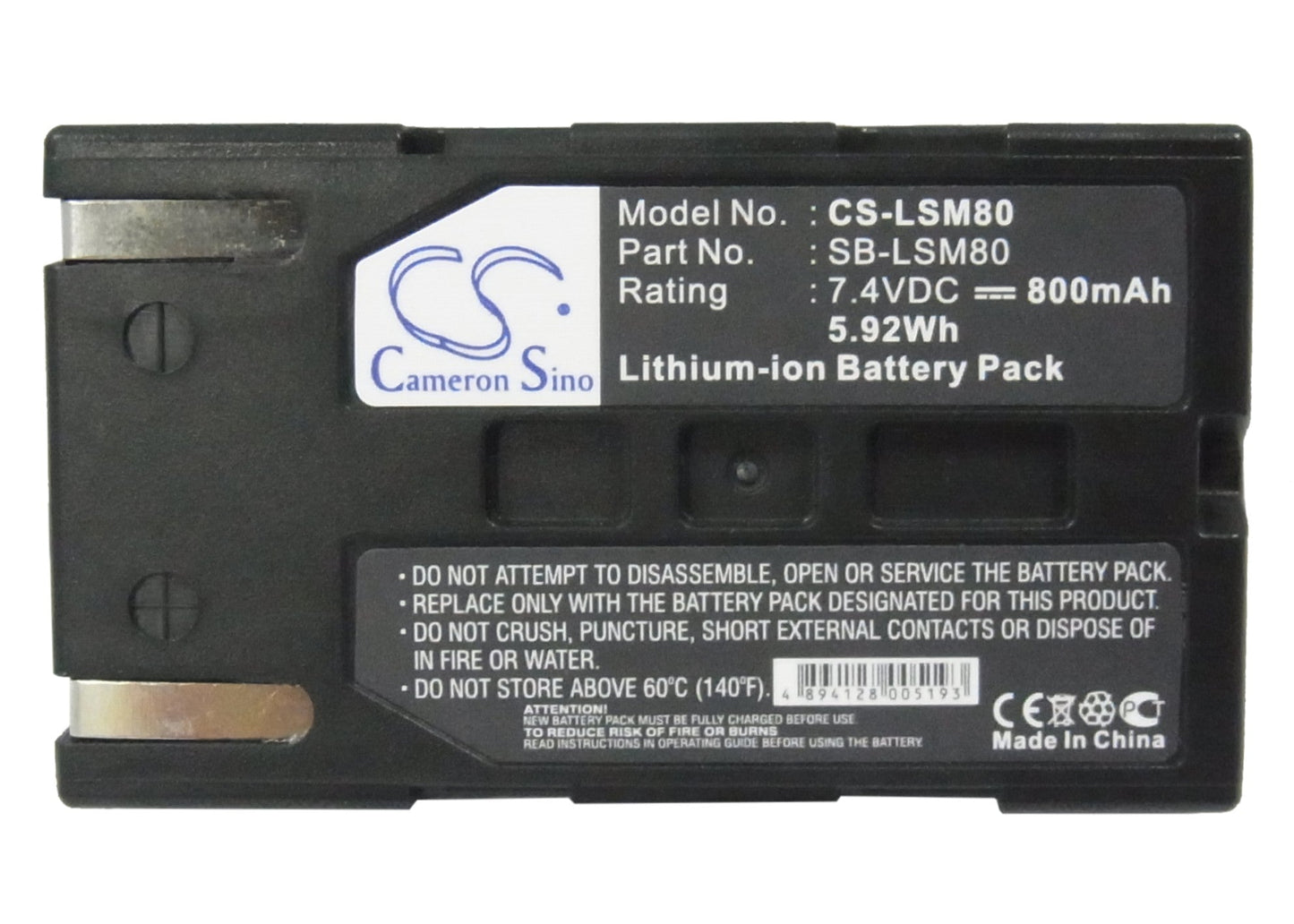 Replacement Battery for Samsung SC-D173(U) – Camera – 800mAh / 5.92Wh / 7.4V