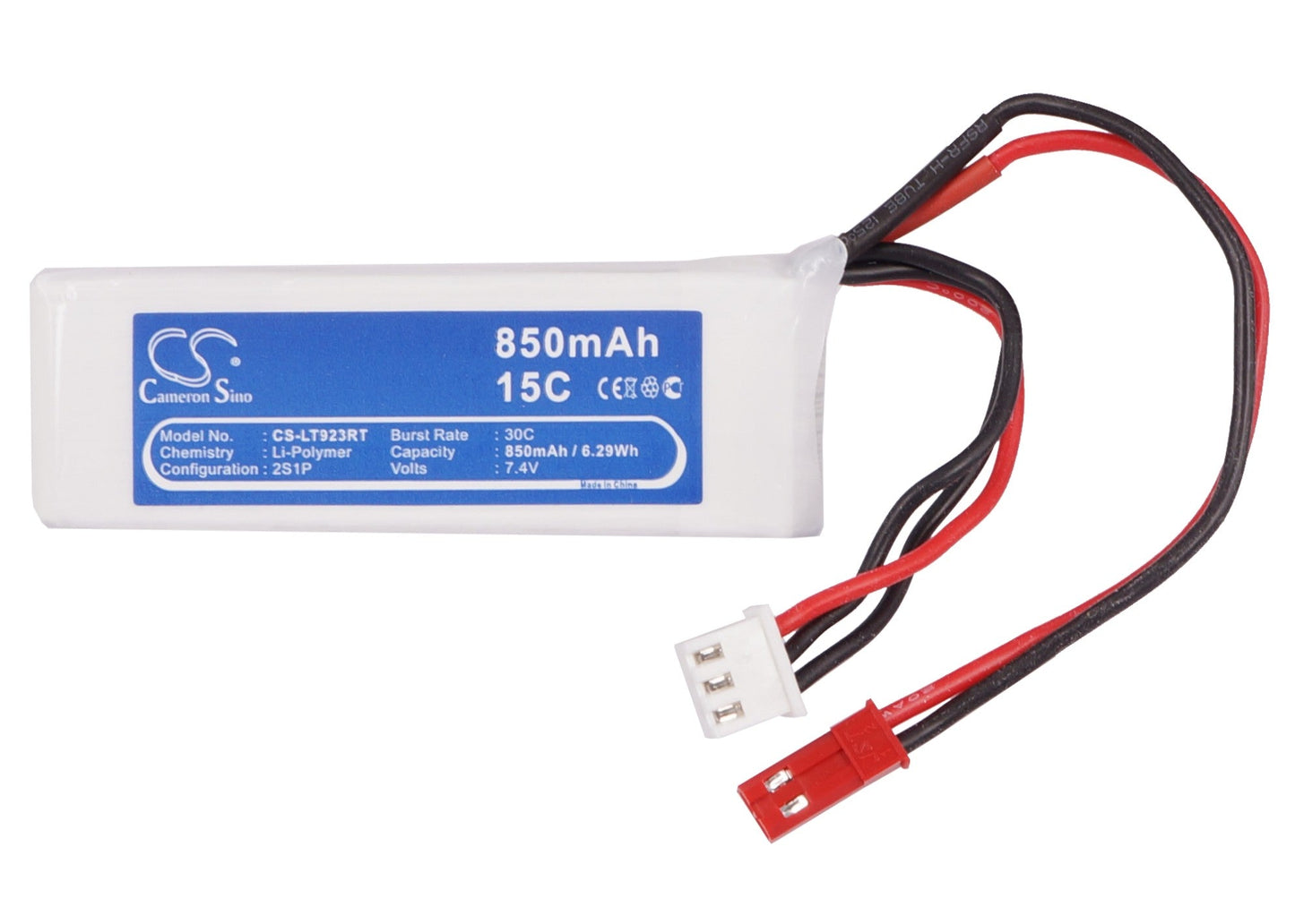 Replacement Battery for RC CS-LT923RT – Heli/Airplane – 850mAh / 6.29Wh / 7.4V